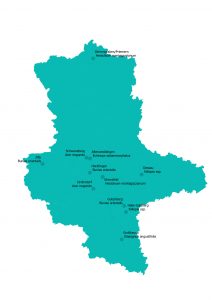 Karte der Standorte der Maßnahmetests in Sachsen-Anhalt